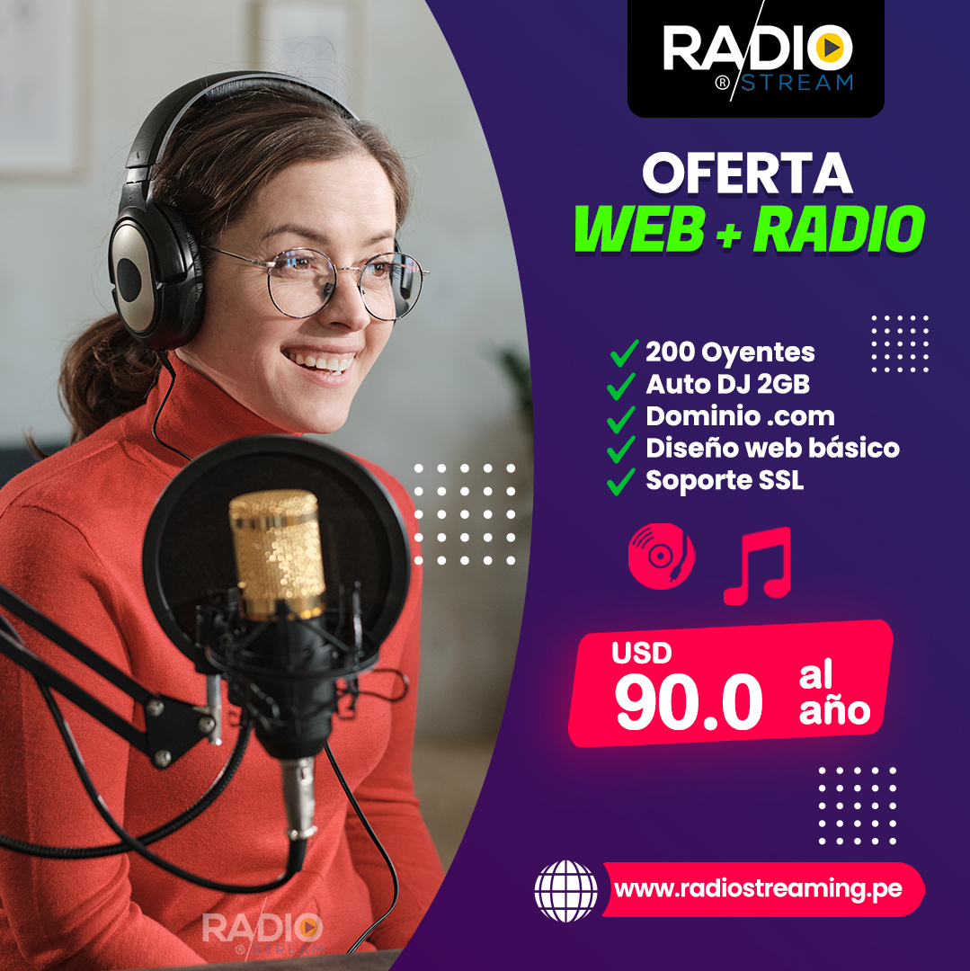 paguina web + radio streaming pago al año